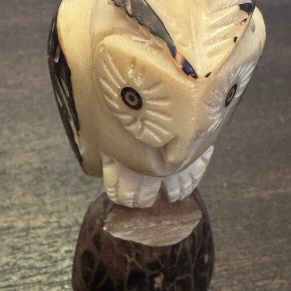 Owl Hand Carved Tagua Nut Vegetable Ivory Figurine Wise Owl Totem Birds Wisdom - Picture 11 of 16